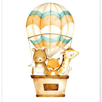 Tierisches Heißluftballon-Poster