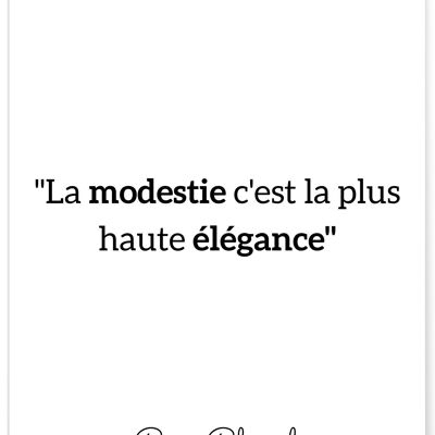 Póster de la cita de Coco Chanel: "Modestia..."