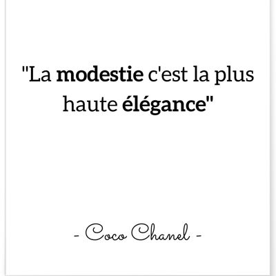 Affiche citation Coco Chanel : "La modestie..."