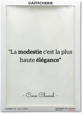 Affiche citation Coco Chanel : "La modestie..." 2
