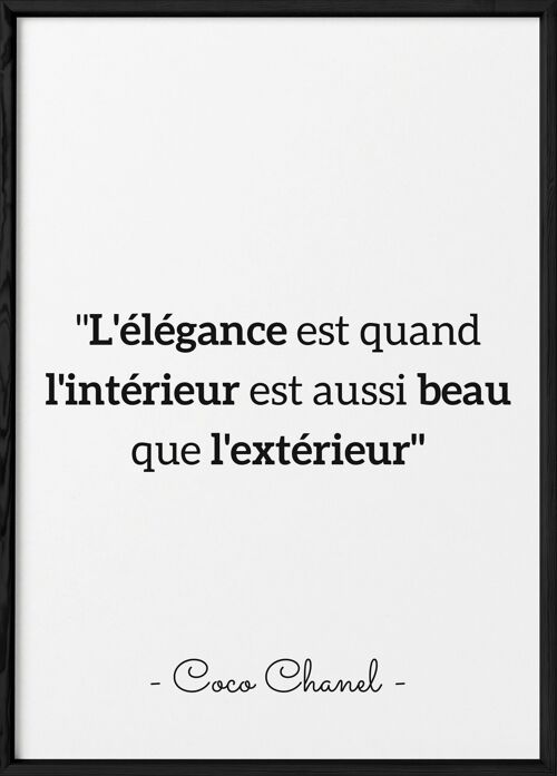 Affiche Coco Chanel : "L'élégance est quand..."