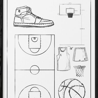 Cartel de la cancha de baloncesto