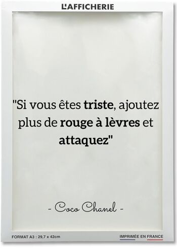 Affiche Coco Chanel : "Si vous êtes triste..." 2