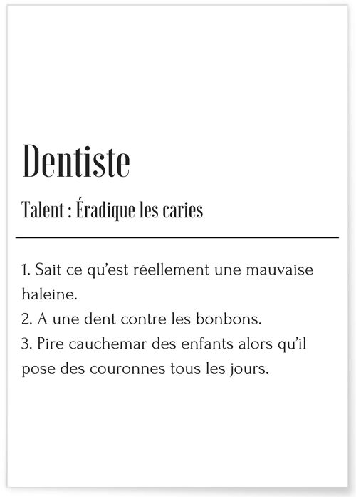 Affiche Définition Dentiste