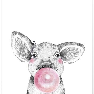 Baby Pig Bubble Poster