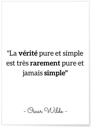 Affiche Oscar Wilde "La vérité pure et simple..." 1