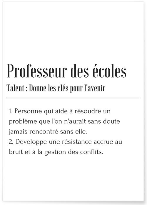 Affiche Définition Professeur des écoles