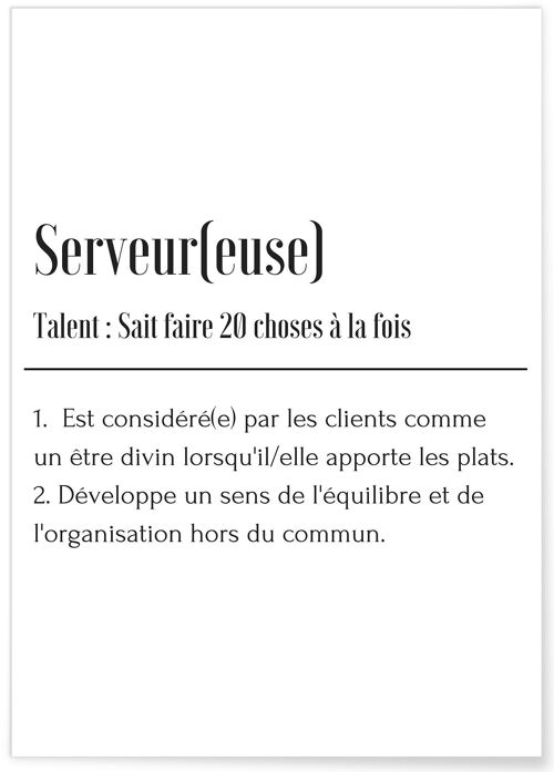 Affiche Définition Serveur(euse)