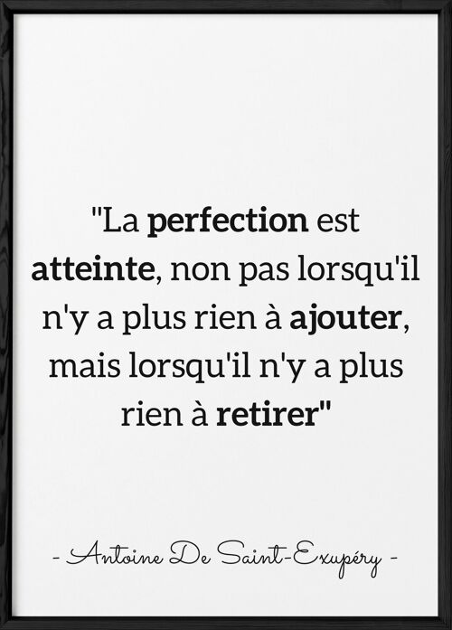 Affiche Antoine Saint-Exupéry : "La perfection est atteinte..."