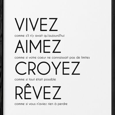 Afiche "Vive, ama, cree..."