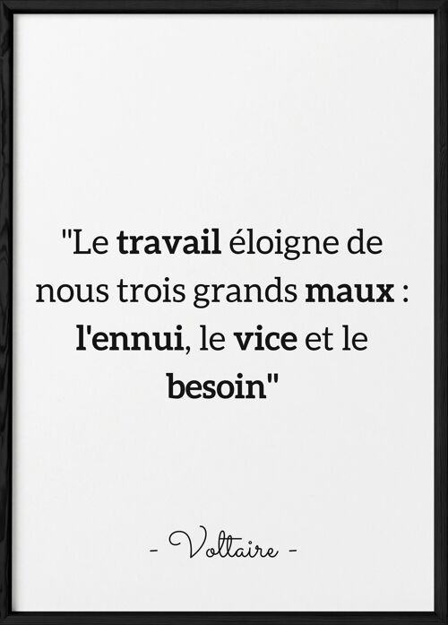 Affiche Voltaire : "Le travail éloigne..."