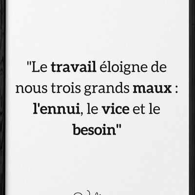 Affiche Voltaire : "Le travail éloigne..."