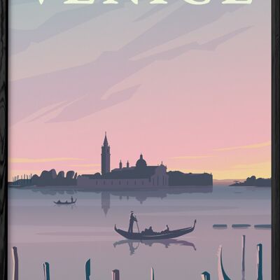 Cartel de ilustración de la ciudad de Venecia