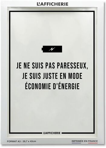 Affiche Je ne suis pas paresseux - humour 2