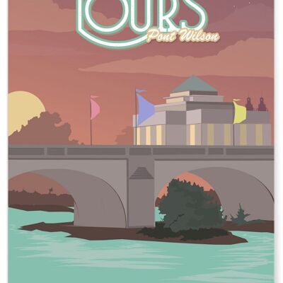 Affiche illustration de la ville de Tours : Pont Wilson