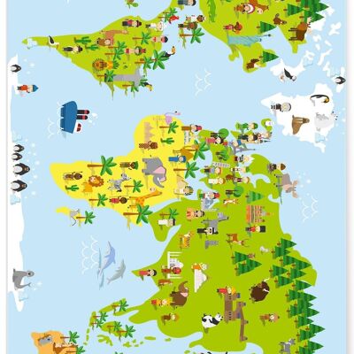 Poster con mappa del mondo per bambini