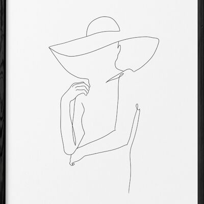 Poster Line Art Women Hat 2