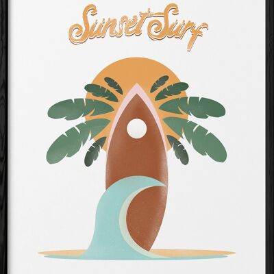 Poster di surf al tramonto