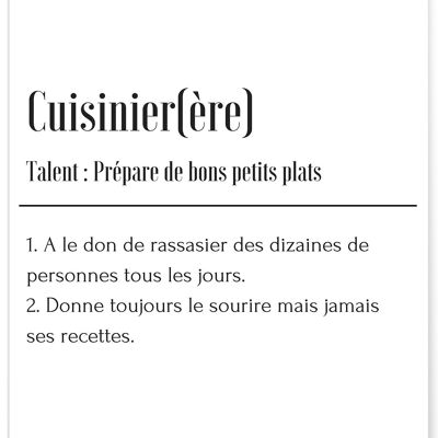 Affiche Définition Cuisinier