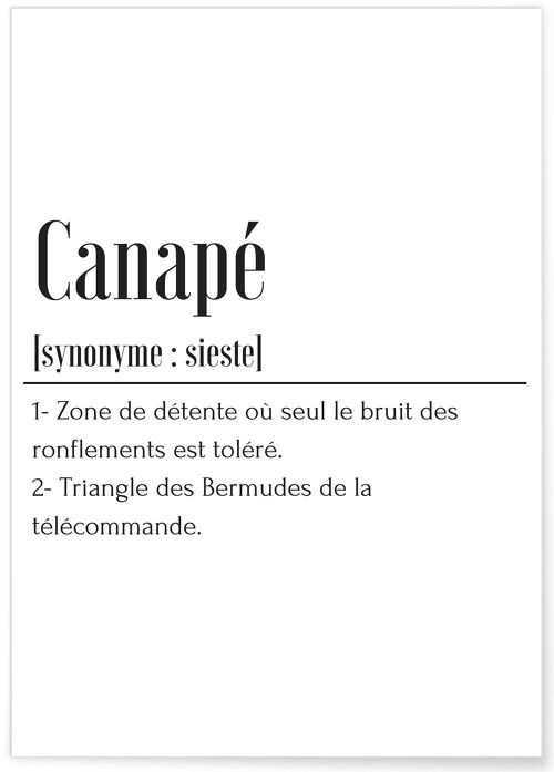 Affiche Définition Canapé
