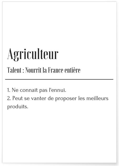 Affiche Définition Agriculteur