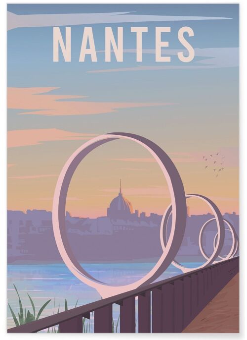 Affiche illustration de la ville de Nantes