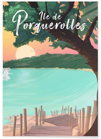 Affiche illustration de l'Île de Porquerolles 1