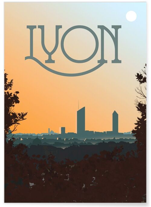 Affiche illustration de la ville de Lyon