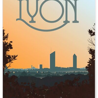 Illustration poster of the city of Lyon