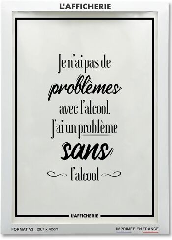 Affiche je n'ai pas de problèmes avec l'alcool - humour 1