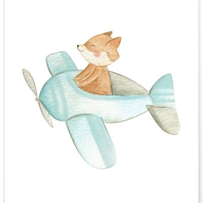 Airplane Fox Child Poster