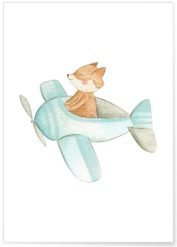 Affiche Enfant Renard Avion 1