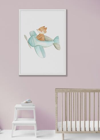 Affiche Enfant Renard Avion 4