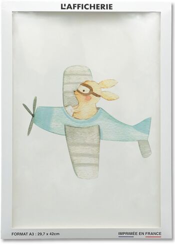 Affiche Enfant Lapin Avion 2