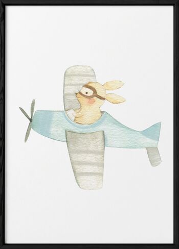 Affiche Enfant Lapin Avion 3