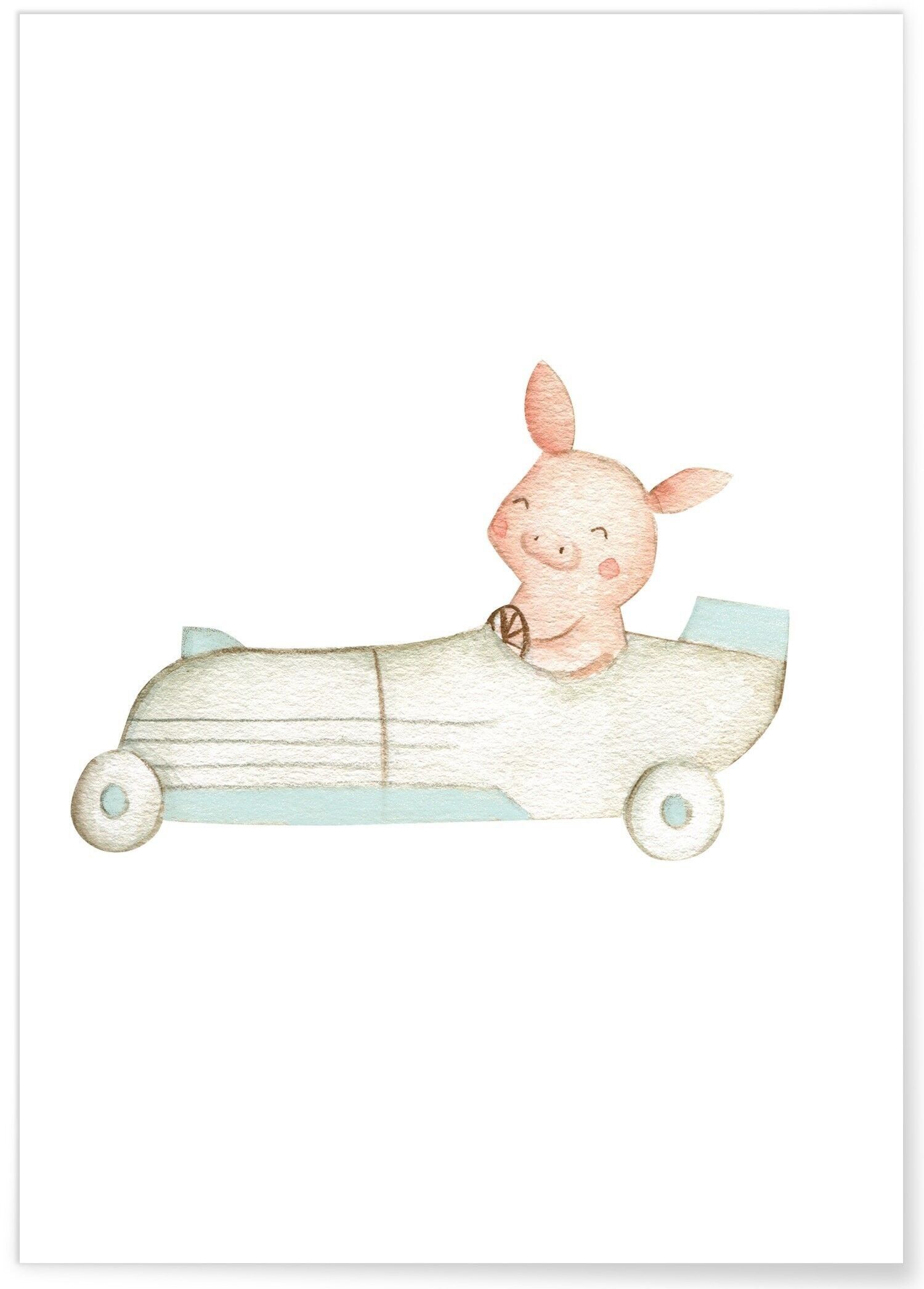 Manifesto dell'automobile del maiale del bambino