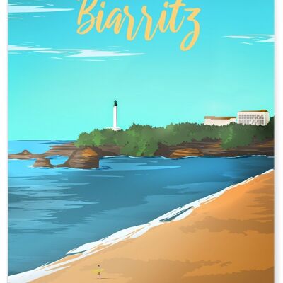 Illustration poster of the city of Biarritz