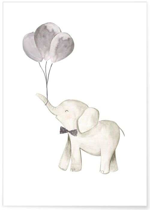 Affiche Enfant Éléphant Ballon