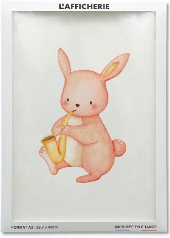 Affiche Enfant Lapin Saxophone 2