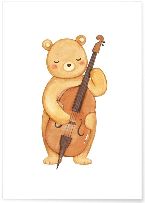 Affiche Enfant Ours Violoncelle