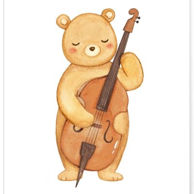 Oso violonchelo infantil Póster