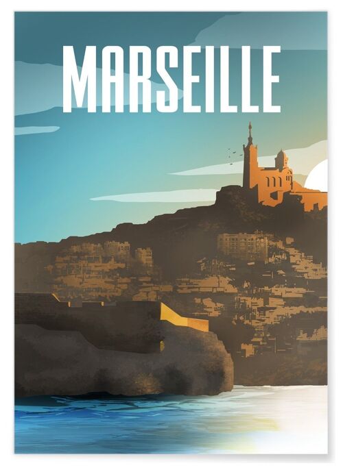 Affiche illustration de la ville de Marseille