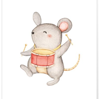 Drum Mouse Child Poster