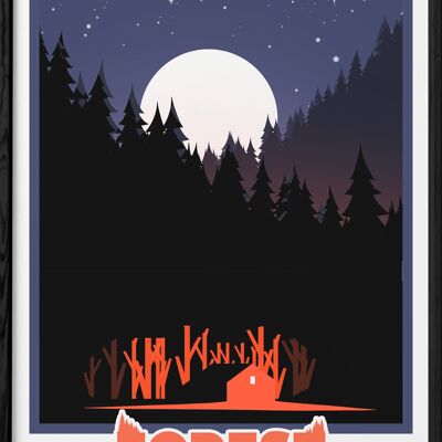 Cartel del campamento forestal