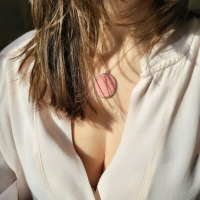 Amberjack-Halskette - Silber - rosafarbenes Leder