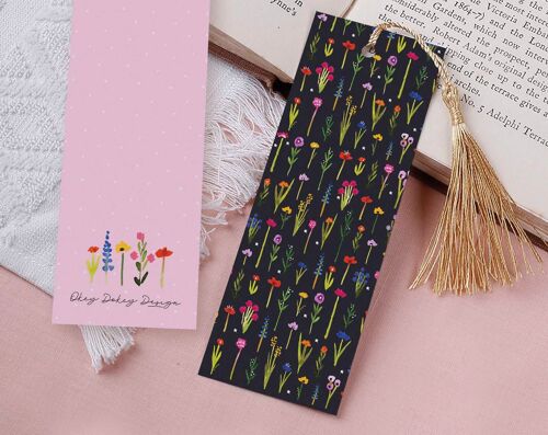 Ditsy Floral Paper Bookmark With Tassel