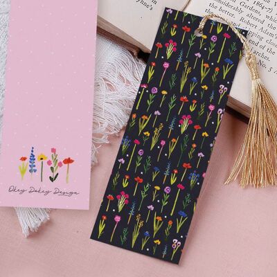 Ditsy Floral Paper Bookmark With Tassel