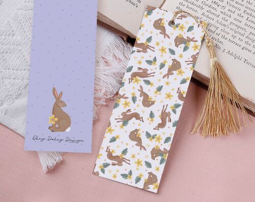 Bunny Rabbit Paper Bookmark With Tassel