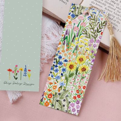 Ditsy Meadow Paper Bookmark With Tassel