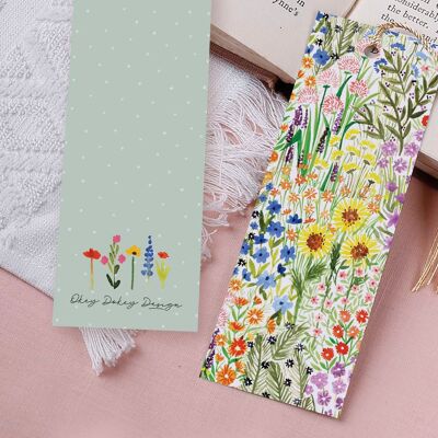 Ditsy Meadow Paper Bookmark With Tassel